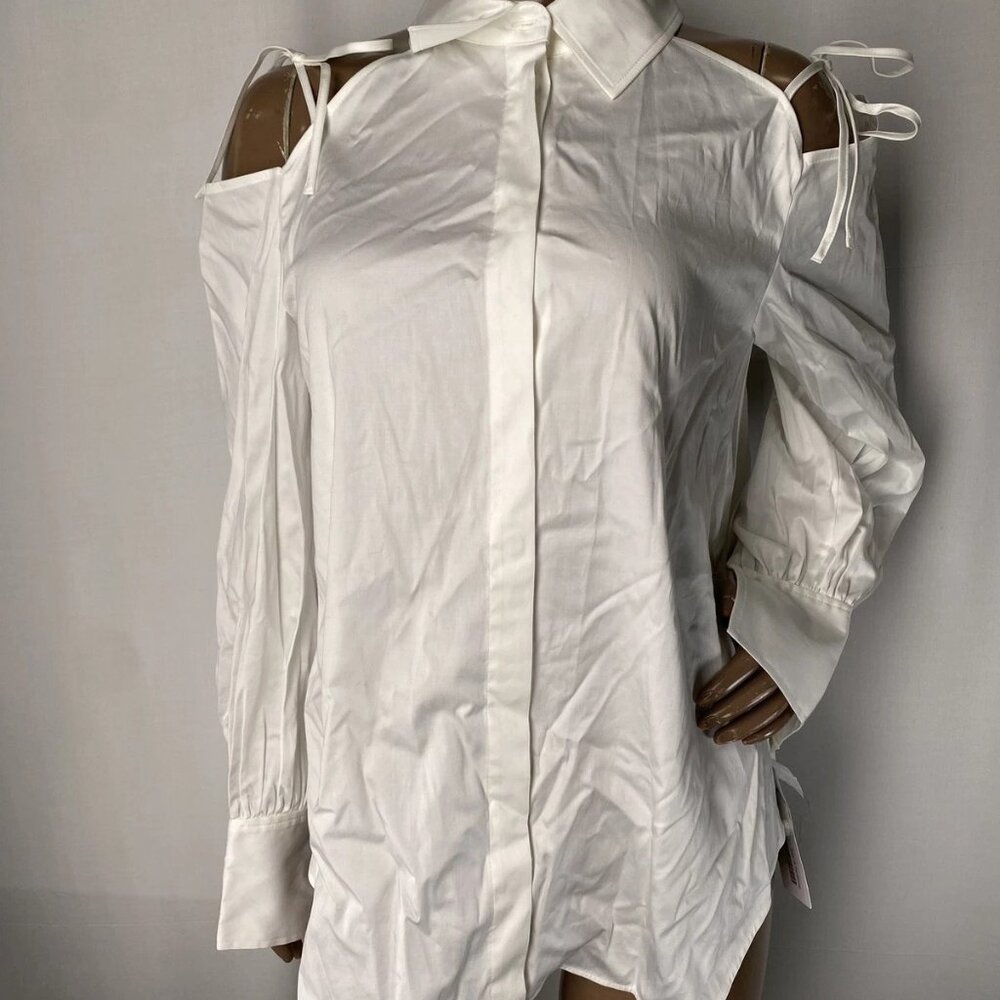 NEW ADEAM Women’s Obi Cutout-Shoulder Button-Up Top